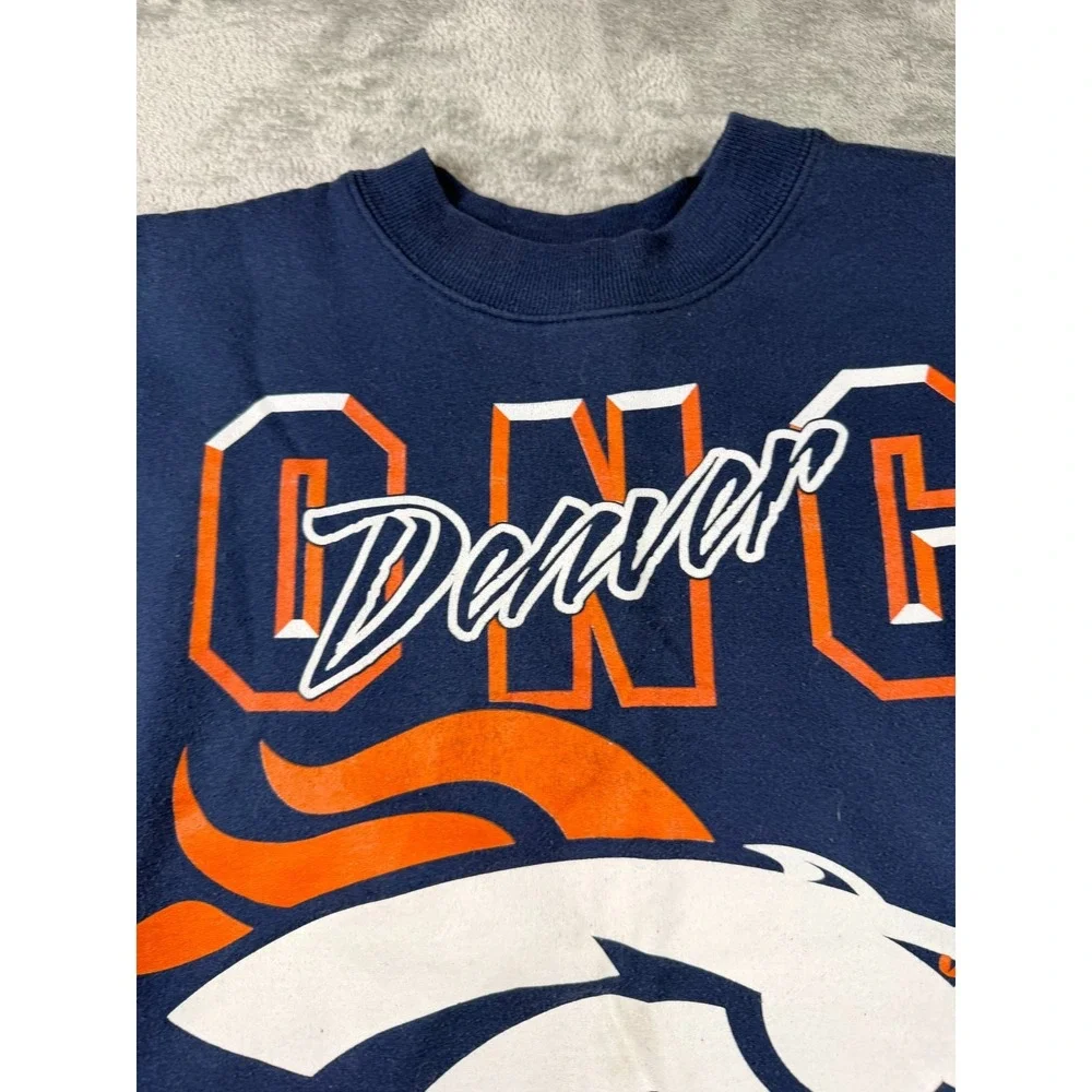 Vtg 1998 Denver Broncos Football Sweatshirt Navy NFL Crewneck Mens M